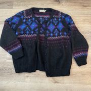 Vintage LL Bean Wool Cardigan Sweater Nordic Icelandic Birdseye Design size XL