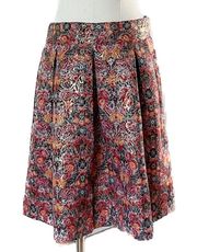 Maeve Anthropologie Rosia floral metallic jacquard pleated miniskirt size Medium