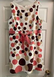 Size 18 Kim Rogers Sleeveless Polka Dot Shift Dress with Ribbon Waist Tie