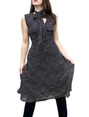 Suzi Chin for Maggy Boutique Silk Polkadot Chocker Neckline Midi Dress 10