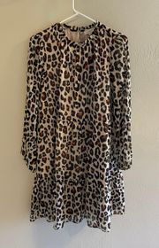 Outlet Cheetah Print Long Sleeve Dress