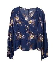 June & Hudson Floral Blouse Long Sleeve Top M