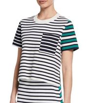 Tory Burch Breton Stripe Knit Short Sleeve Top Size XS Green Black Preowned