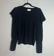 Nation LTD Reeve Victorian ruffle sleeve black blouse