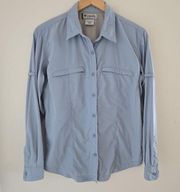 Columbia GRT Womens Vented Shirt Size M Blue Button Up Pockets Long Sleeve Top