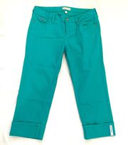 Woman’s Aqua Green Stretch Capri Jeans Size 10/30