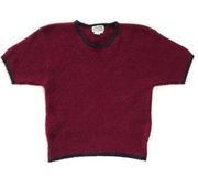 Vintage Sweater Short Sleeve Acrylic Kid Mohair Nylon The‎  Maroon Cozy