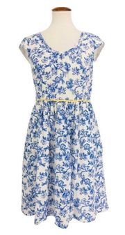 Bluebell Floral Bird Mid-Length Dress