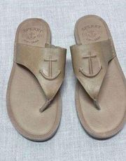 SPERRY TOPSIDERS SEAPORT TAN LEATHER SANDALS WOMENS SZ 9