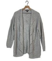 Signature Studio Women's Gray Knit Cross Back Open Cardigan Size Large