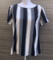 Striped short sleeve dressy blouse Size M