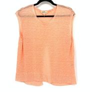 Cloth & Stone Tank Top Women's Size Small Orange 100% Cotton Mesh split Back