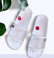 NEW Juicy Couture Wyndow Slide Clear Slip On Logo Sandal