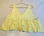 Abound Womens Cropped Tank Top Peplum Waist Raw‎ HemYellow Size XL