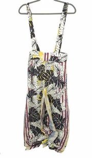 Fewmoda Zhu leaf print suspender pants yellow