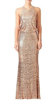 Badgley Mischka Maria Gown in Blush 16 Womens Long Maxi Gown