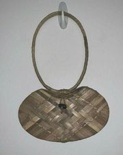 Handmade Woven Palm Leaf Basket Purse Shoulder Bag Island Boho Tan Lined