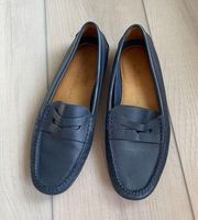 Peter Millar Women’s Loafer Size 6 Navy Blue Leather Slip On Penny Driver Moccas