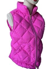 J. Crew Barbie Pink Excursion Puffer Vest Down Poily Fill Hot Pink Size S