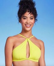 Women's Longline Keyhole Halter Bikini Top -  Lime Green