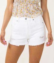 Eunina Lulu High Rise Fray Denim Shorts for Women in White