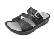 Alegria Colette Wild West Night black stamped leather sandals Women’s size 8