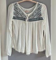 Embroidered Peasant Top