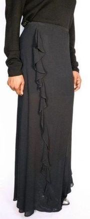 NWOT  Black Ruffle Maxi Skirt Size Medium