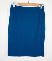 New York & Company Stretch Solid Blue Pencil Skirt Women's Size 2