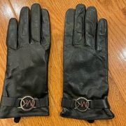 Women’s Michael Kors black leather gloves.