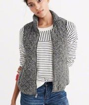 Abercrombie & Fitch Marled Gray Full Zip Quilted Vest L