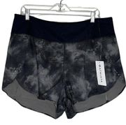 Athleta  Run With It Printed 3.5” Short Gray Black Digital Print Running Shorts