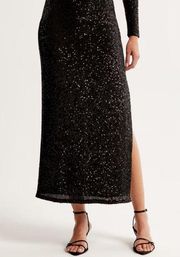 Abercrombie & Fitch Abercrombie Sequin Maxi Skirt in Black- XS