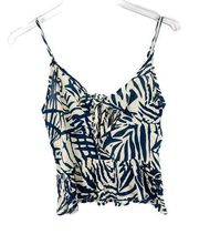 NWT Patrons of Peace Printed Ruffle Hem Cutout Sleeveless Crop Top Tank Size XS