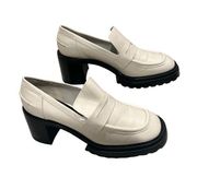 Charles & Keith Chunky Penny Loafer Pumps - Ivory/Off White