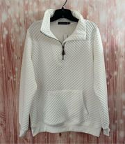 Amazon Merokeety White 1/4 Zip Quilted Pullover Top