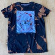 Up-cycled Bleach Tie Dyed Skull & Floral Tee Size M