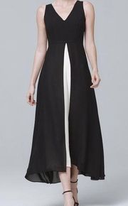 Adrianna Papell Black White Jumpsuit Overlay Dress