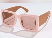 NWOT Shein Pink & Tan Sunglasses, Case, & Cleaning Cloth