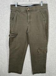 Democracy Absolution Women Pants Size 10 Olive Green Cropped Cargo Elastic Waist