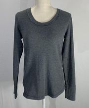 Waffle Knit Gray Long Sleeve Thermal Top Tee Size Medium