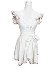 Tularosa Masa Dress White Cutout Fit Flare Embroidered Tie Waist Women’s Size XS