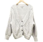 ASOS Wool Blend Oversized Chunky Knit Grandpa Cardigan Oatmeal Size 10 | Medium