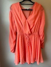 Coral long sleeve romper size medium vneck has snaps to open up if you wanted!