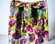 ADRIENNE VITTADINI DESIGNER BELTED COLORFUL FLORAL STRAIGHT FLAT FRONT SKIRT 10