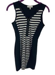 Monteau Women's Black and White Stripe Sheath Dress Small bodycon