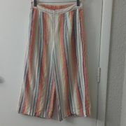 BeachLunchLounge Striped Cropped Wide Leg Linen Pants Size S