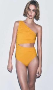 ZARA  Orange One Shoulder Bodysuit