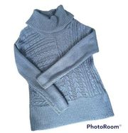 Blue Cable Cowl Neck Sweater