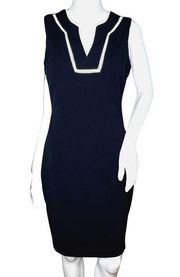 Tommy Hilfiger Dress Womens 4 Navy Blue White Trim Sheath Dress Office Career